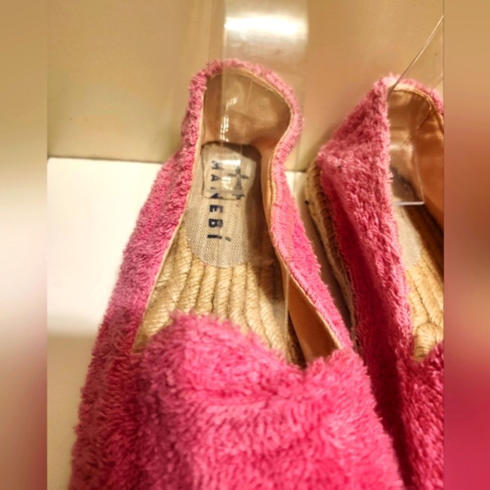 Manebí "Sydney" For Anthropologie Pink Terry Cloth Espadrilles Sz.9/40 Ret.$125 - Picture 8 of 13